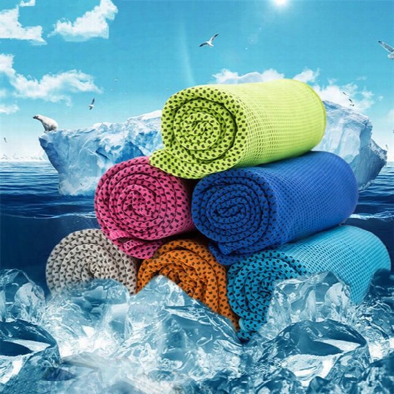 90*35cm Double Layer Ice Cooling Towel Cool Summer Cold Sports Towels Instant Cool Dry Scarf Soft Breathable Ice Belt Towel For Adult Kids