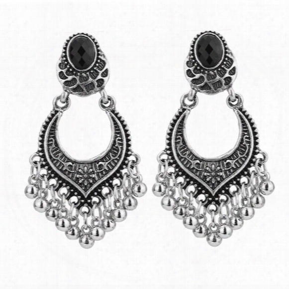 Black And White Theme Earrings Women Bohemia Vintage Charm Earrings Girls Vintage Antic Silver Carved Earring 10prs