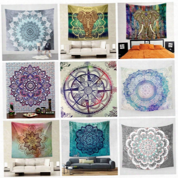 Bohemian Mandala Round Beach Towel 150*130cm Tapestry Yoga Mat Classical Carpets Polyester Tapestries Bath Towels Fashion Wall Stickers 19ca