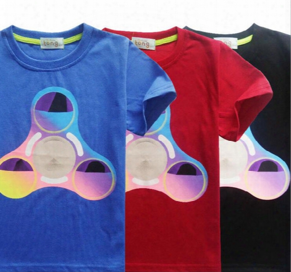 Boys Girls Fidget Triangle Spinner T Shirt 3 Color New Children Cartoon Cotton Short Sleeve T-shirt Baby Kids Clothes