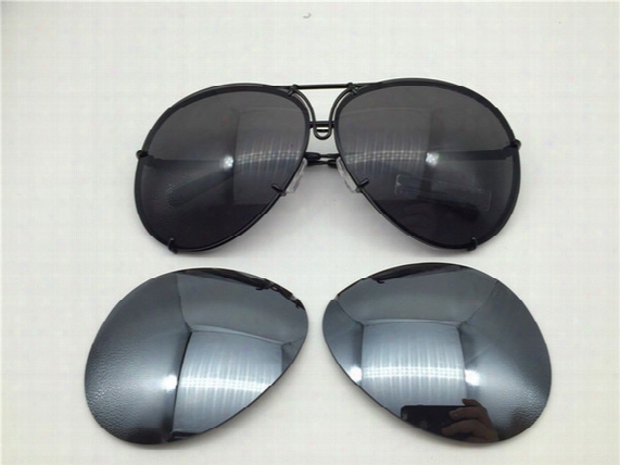 Car Brand Carerras Sunglasses P8478 A Mirror Lens Pilot Frame With Extra Lens Exchange Car Brand Large Size Men Brand Designer