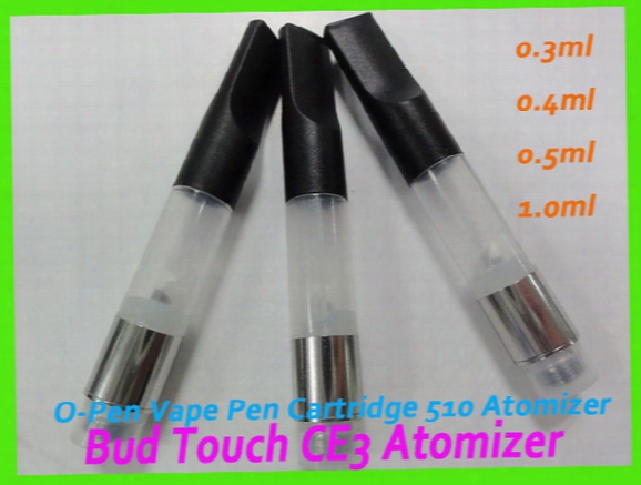 Ce3 Bud Touch Vaporizer Plastic Tank Glass Tube E Cigarette O-pen Vape Pen 510 Thread Cartridge Flat Tip