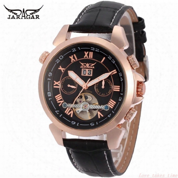 Classic Automatic Mechanical Leather Tourbillon Mens Watch