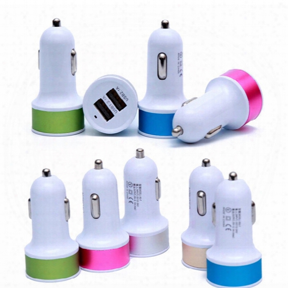 Colorful Dual Usb Led Car Charger 2 Porgs Cigarette Port 5v 2.1a Micro Auto Power Adapter Dual Usb For Phone 7 Plus Samsung S7 S8