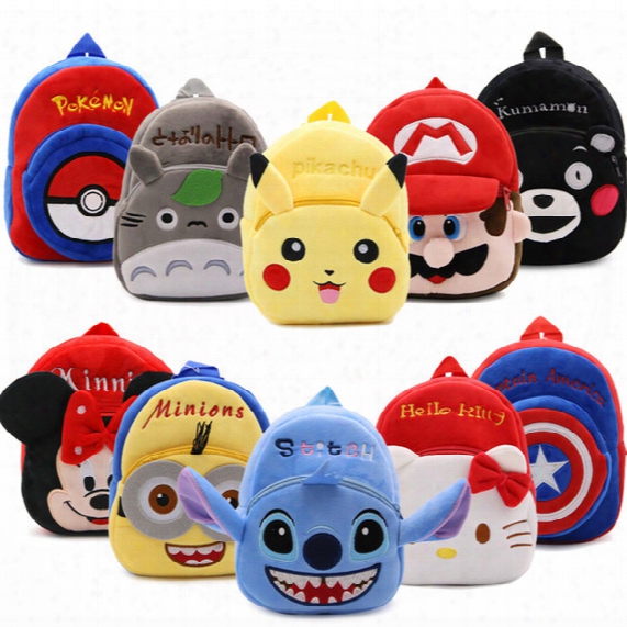 Dhl Anime Poke Pikachu Mon Pokeball/ Hello Kitty/minnie/superman Plush Backpack Cartoon Kids Toys Birthday Gifts Bag For 1-3 Years Kids