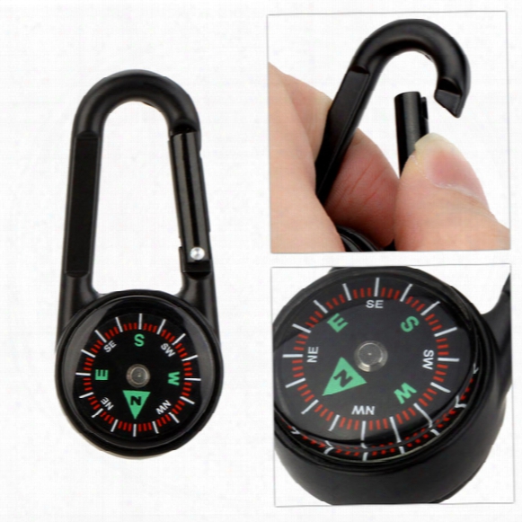 Double Sided 3 In 1 Mini Compass Carabiner Thermometer Military Useful Outdoor Climbing Hiking Carabiner Keychain Compass Thermometer Hanger