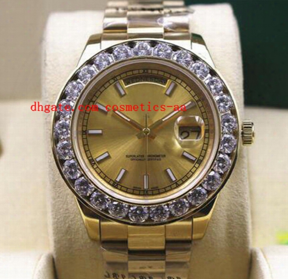 Factory Sales Luxury Wristwatch New Mens 2 Ii Solid 18kt Yellow Gold 41mm Bigger Diamond Watch Ceramic Bezel Automatic Mechanical Men Watch