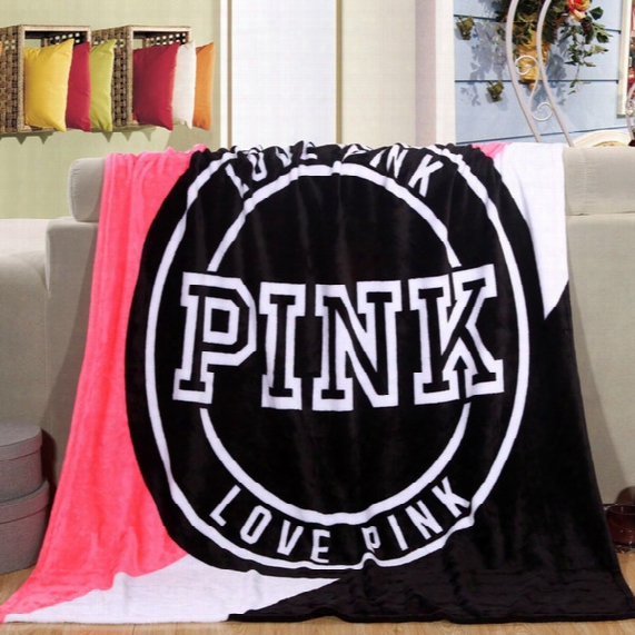 Fashion Vs Pink Letter Blanket Soft Beach Towel Blankets Air Conditioning Rugs Comfortable Carpet High Quality