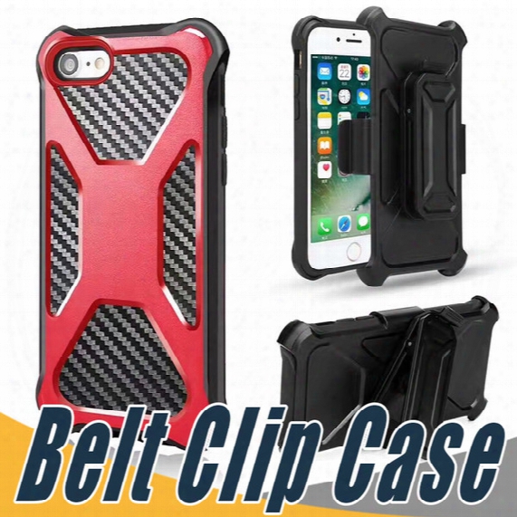 For Sumsung S8 Plus Hybrid Armor Dual Layer Case Carbon Fiber Shockproof Tough Protective Cover With Belt Clip For Iphone 8 7 6 6s Plus