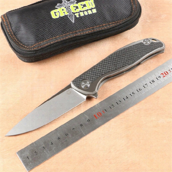 Green Thorn F95 M390 Leaf Folding Titanium Tc4 Carbon Fiber Outdoor Camping Hunting Bag Fruit Chopper Edc Tool
