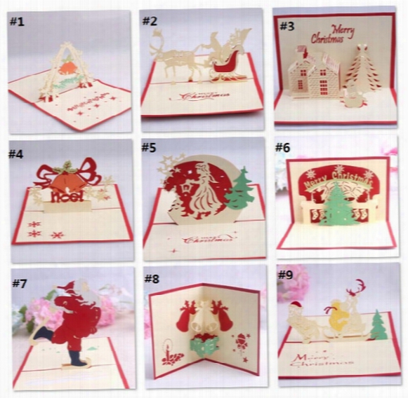 Handmade Kirigami & Origami 3d Pop Up Card Creative Merry Christmas Gift&greeting Cards Hot Wholesale Z100