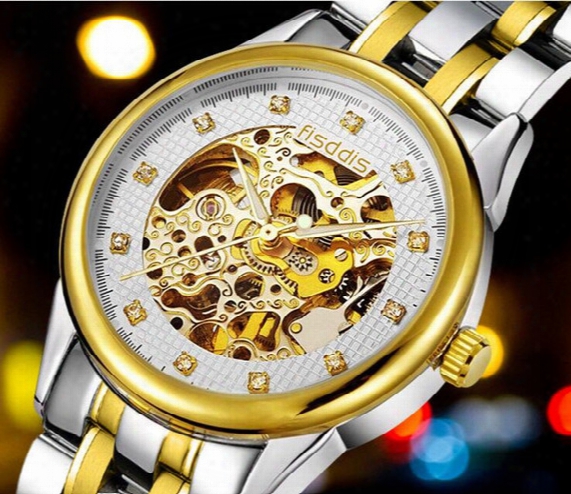 Luxury Brand Watches Stainless Steel Gold Automatic Waterproof Hollow Business Mechanical Business Wrist Watch Quartz Fashion Luminous Watch