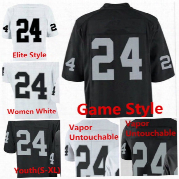 Mens 2017 New Women Youth Kids2 4 Marshawn Lynch Jersey Derek Carr 52 Khalil Mack 89 Amari Cooper Shirt Black White Football Stitch Jerseys