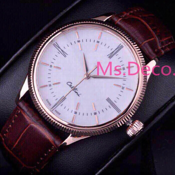 Mens Leather Elegant Self Wind Automatic Sapphire Watches Man Rose Gold Luxury Mechanical Winding Watch Brand Hours For Men