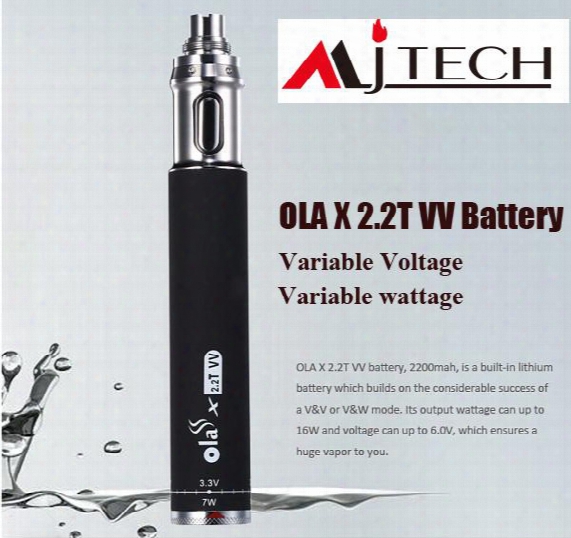 Mjtech Ola X 2.2t Vv 2200mah Battery 7-16w Variable Wattage 3.3-6.0v Vv Ego Twist Ii Battery Vs Vision Carbon Spinner 3 Iii Mini Battery