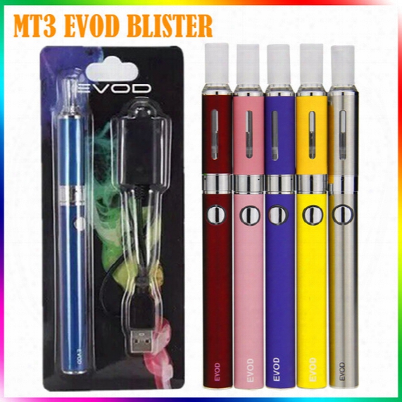 Mt3 Evod Blister Kits Mt3 Atomizer Evod Battery Ego Evod Mt3 Kits 650mah 900mah 1100mah 510 Thread Battery Cartridge E Cigarette Kits