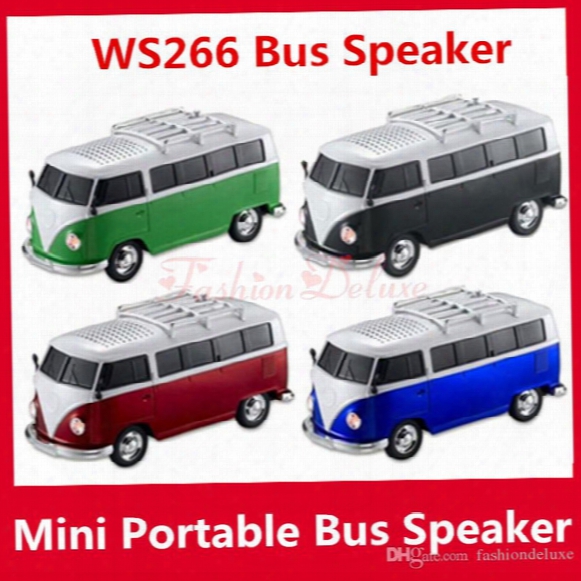 Portable Bus Speaker Ws-266 Mini Stereo Car Speakers Subwoofer Deep Bass Car Speaker Support Tf Card Usb Bulit-in Battery Mp3 Player Ws266