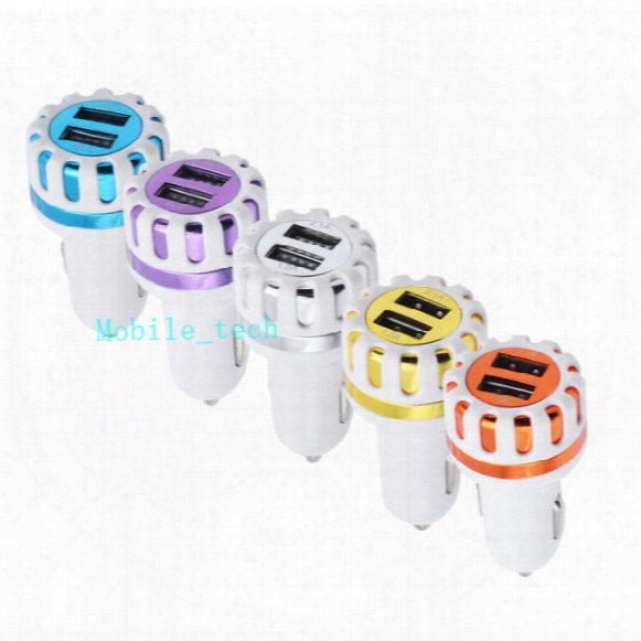 Sunshine Style 2ports 12v 2.1a&1a Car Charger For Iphones Samsung Table Pc Travel Adapter Dual Port