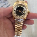 AAA Luxury Brand men watches Golden 18K Gold Mens automatic Watch full Diamond face Sapphire original strap mens watches 36MM