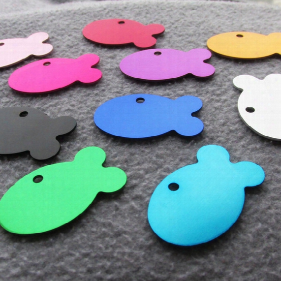 100pcs/lot Fish Shape Blank Aluminum Pet Dog Cat Identity Tags Pet Cat Name Tags Pendants