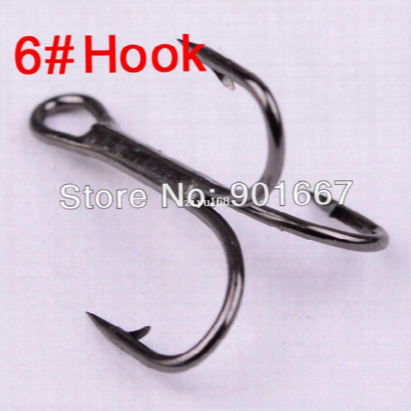 2014 New Black Color Fishing Equipment 6# Fishing Hook High Carbon Steel Treble Hooks Fishing Tackle 500pc/lot Free Shipping