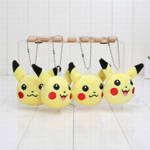 Anime Cartoon Poke Center Pikachu Soft Plush Toy Keychain Pendants Stuffed Plush Toy With Ring 8cm
