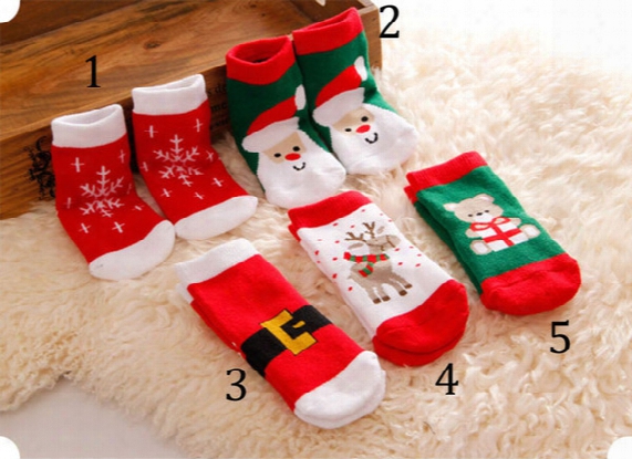 Baby Cartoon Christmas Socks 2015 New 1-3 Year Boy Girls Cartoon Socks 5 Color B001