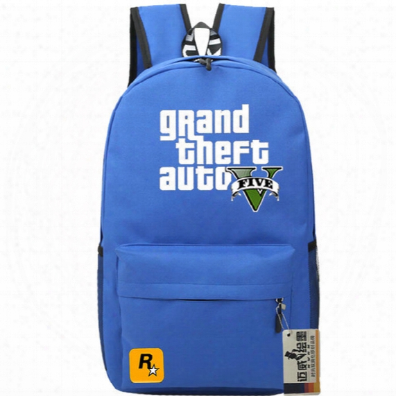Blue Gta Backpack V Five School Bag Gta5 Pc Daypack Cool Schoolbag Grand Theft Auto Game Day Pack