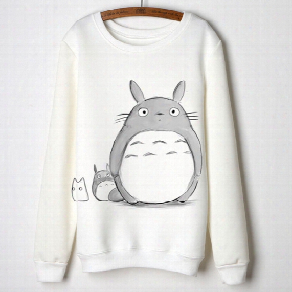 Brand New Totoro Tops Women Casual Long Sleeve Shirts Cartoon Totoro Print Cotton Pullovers Woman Autumn Shirts Tops Moleton Fg1510