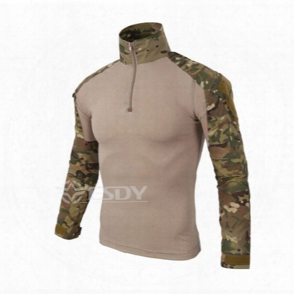 Camouflage Army Uniform Combat Men&#039;s Shirt Cargo Airsoft Paintball Outdoor Hiking T-shirts Camping Tactical Gear Clothing Sports