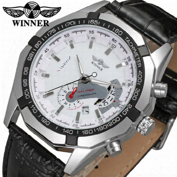 Classic Luxury Winner Mens Transparent Automatic Skeleton Mechanical Watches Men Brand Military Leather Relogio Masculino Wholesale