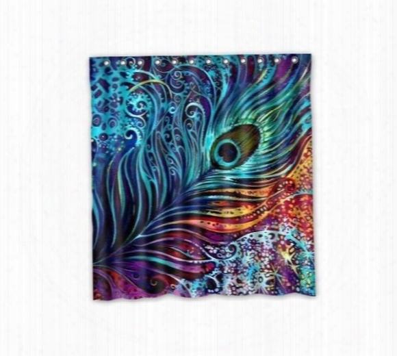 Customs 36/48/60/66/72/80 (w) X 72 (h) Inch Shower Curtain Colorful Peacock Design Polyester Fabric Shower Curtain