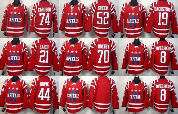 Men&#039;s Washington Capitals Jerseys#74 Carlson#52 Green#19 Backstrom #21laich #70 Holtby #8 Ovechkin #44orpik And Blank Red Ice Hockey Jerseys