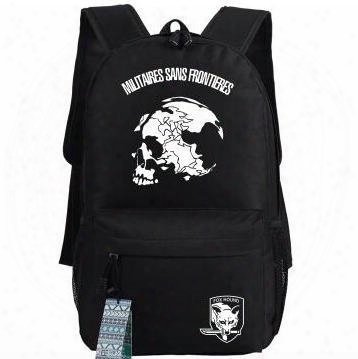 Militaires Sans Frontieres Metal Gear Solid Backpack Diamond Dogs School Bag Skulls Cartoon Day Pack Hot Sale Game Daypack