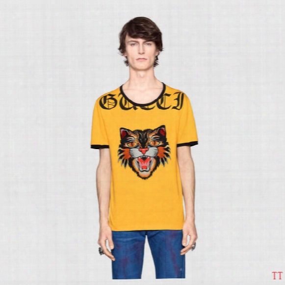 New 2017 New Fashion Tiger Head T-shirts Men Cartoon Anime T Shirt O Neck Short Sleeve Tops Cotton T-shirt Boy Funny