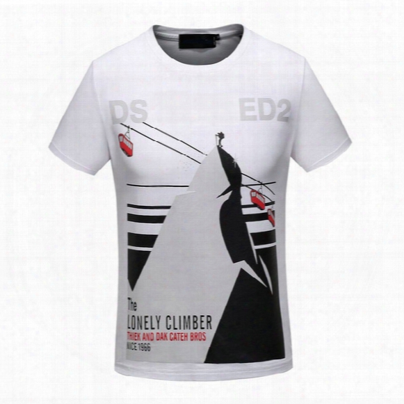 New Arrival 2017 Men T-shirt Cable  Car Climbing Mountain Print Short Sleeve T Shirts Men Slim Plus Size M-3xl T-shirt 3639