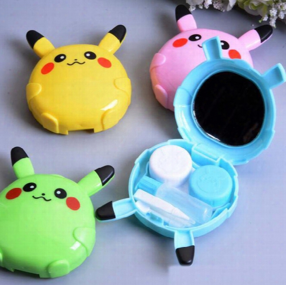 New Poke Go Cute Cartoon Pikachu Designs Contact Lenses Box & Case/ Lens Companion Box /contact Lens Kit / Wholesale Free Shipping