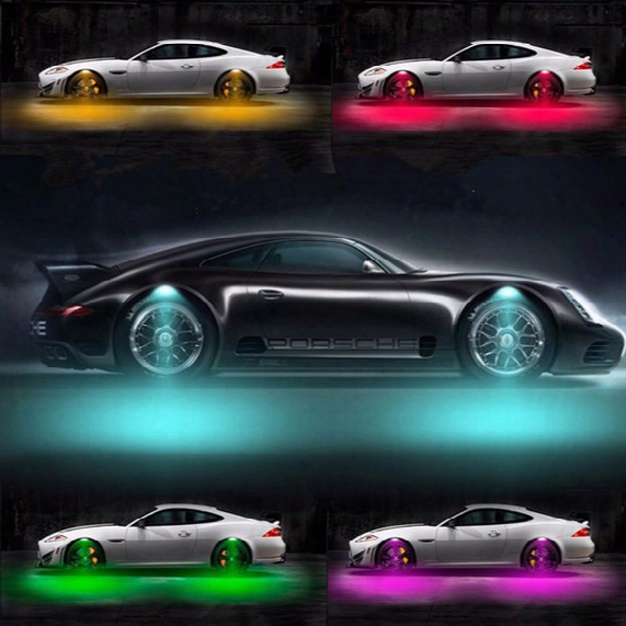 Newest 8w Car Exterior Lights Wheel Led Light Accessories Decoration 12-24v 3 Mode Light / Strobe / Breathing 4pcs/set