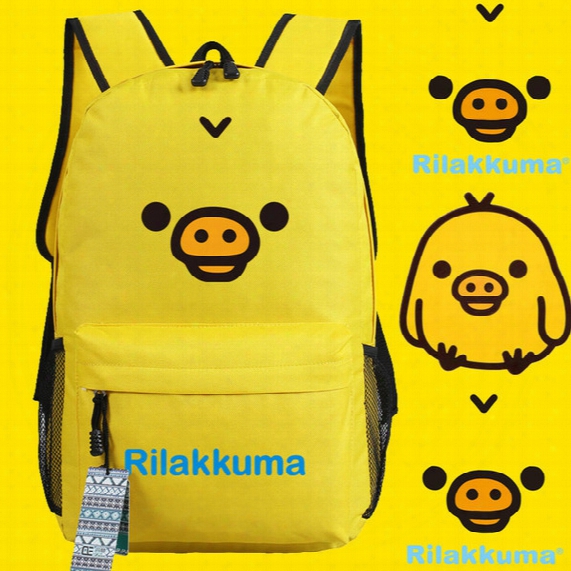 Rilakkuma Backpack Yellow Khaki Animal School Bag Quality Free Shipping Cartoon Day Pack Hot Sale Game Daypack
