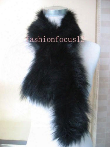 Soft Warm Fashion /women&#039;s Real Fox Fur Knitted Scarf /wrap /shaw/black