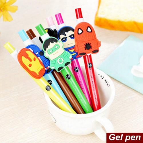 Wholesale-42 Pcs/lot Cartoon Movie Hero Black Ink Pen Anime Heroes Gel Pen Stationery Caneta Escolar Office Material School Supplies 6526