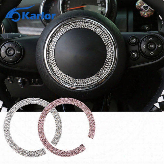 Wholesale- For Mini Cooper S F56 F55 R55 R56 R57 R61 R60 Countryman Clubman Steering Wheel Diamonds Crystal Decoration Interior Accessori