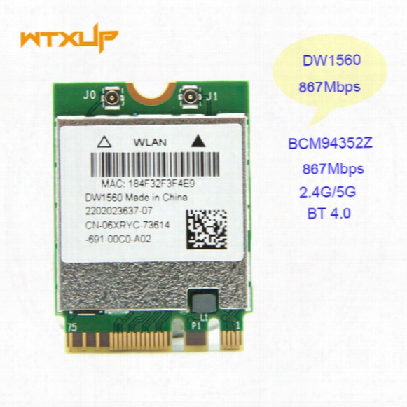 Wholesale- Wifi Wireless Network Card Bcm94352z Ngff M.2 Wifi Bluetooth 4.0 06xryc Dw1560 802.11ac Wlan 867mbps