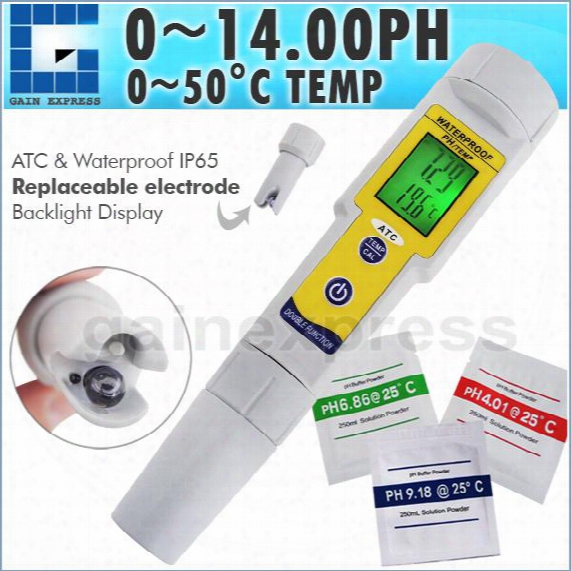 Wq-ph002 Ph Meter Temperature With Auto Buffer Recognition Tester Replaceable Electrode Waterproof Dual Display