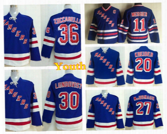 Youth New York Rangers 30 Henrik Lundqvist 36 Mats Zuccarello Ryan Mcdonagh 20 Kreider Hockey Jerseys Kids Throwback 11 Trace Messier Jersey