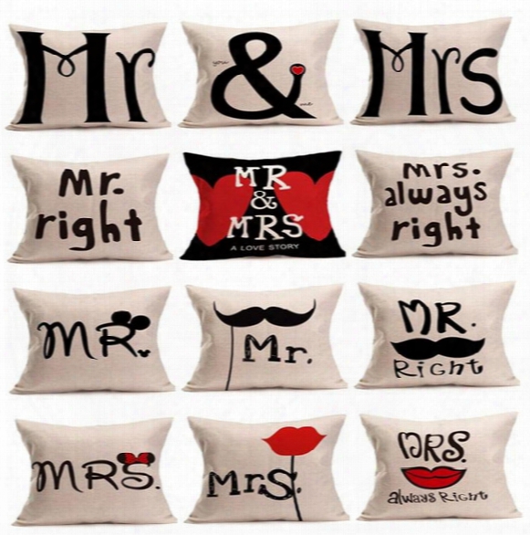 5pcs/lot Creative Mr&mrs Pillowcase Pillow Case Cover Car Sofa Linen Pillow Pillow Cushion Decorative 2017 Home