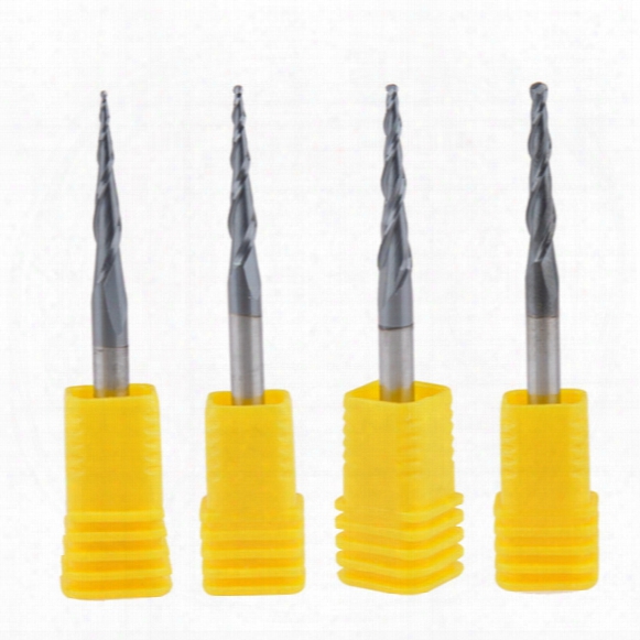 5pcs/lot Tapered Ball Nose End Mill Solid Carbide Coated Cnc Milling Cutter Engraving Grinding Bit