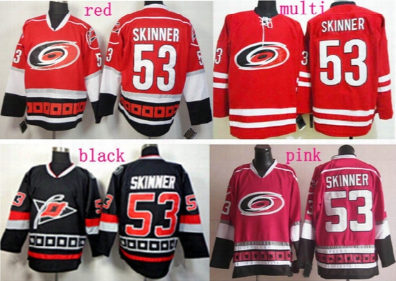 Factory Outlet, Wholesale Men's Carolina Hurricanes #53 Jeff Skinner Jersey Home Red Black Cheap 100% Stitched Logos Ice Hockey Jerseys M-xx