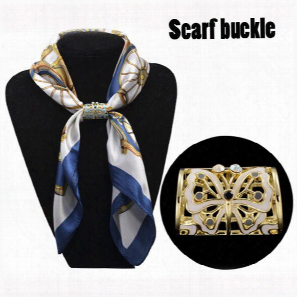 Mix Color Hand-painted Butterflies Rhinestone Scarf Buckle Rings Holder For Lady Jewelry Brooch Valentine's Day Gift