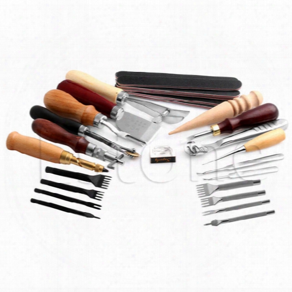 Wholesale- 1set Stitching Carving Working Sewing Saddle Groover Punch Leather Craft Tools